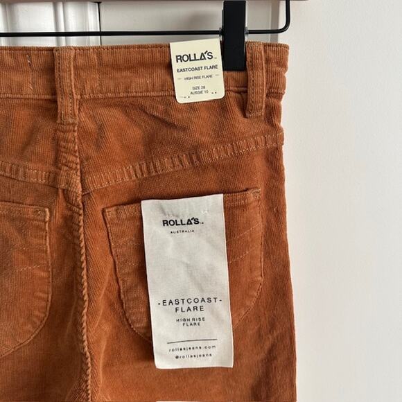 Rolla's NWT Eastcoast Flare High Rise Corduroy Pants Size: 28 Color: Tan - Picture 8 of 12